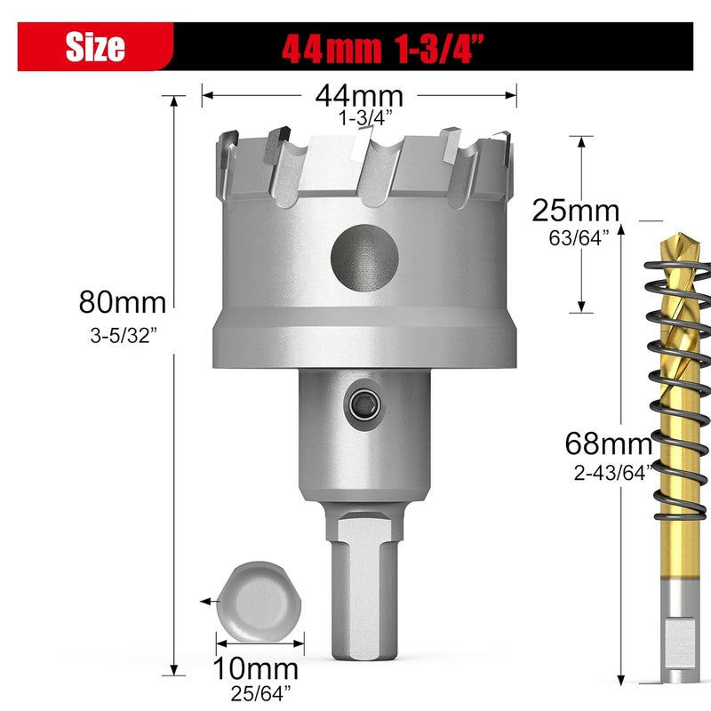 GSTK Upgrade Heavy Duty Carbide Hole Saw, Metal Steel Hole Saw Drill Bit,TCT Hole Cutter-Alloy Hardness Upgrade, Life Upgrade,Use for Stainless Steel, mild Steel, Iron, Copper,etc (44mm|1-3/4") - Image 2